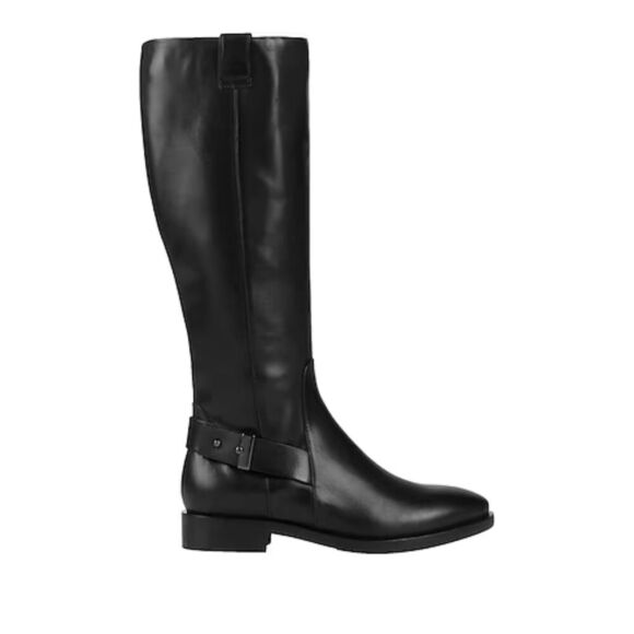 Black Geox Leather Tall Round Toe Low Heel Riding Boot (NWT)